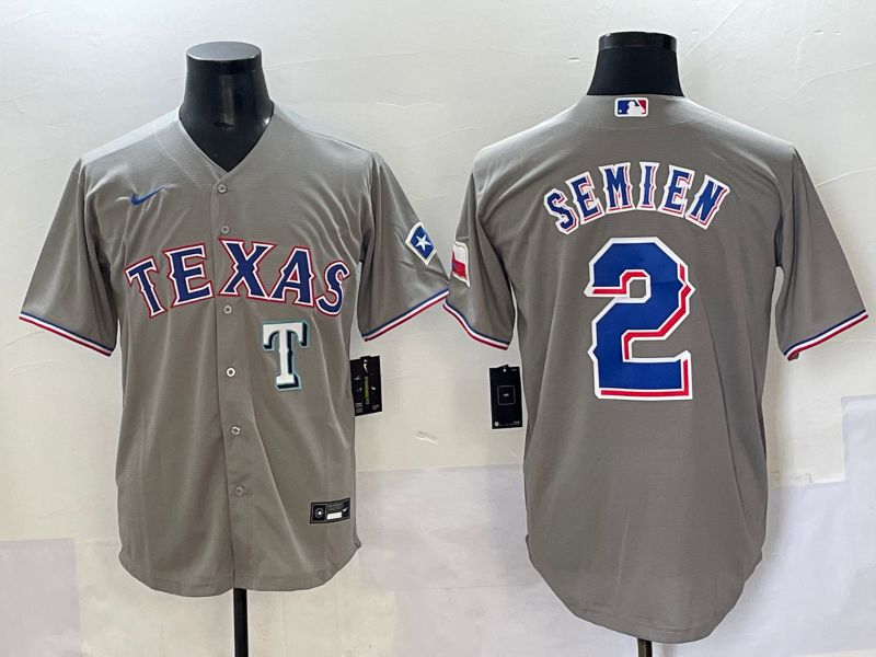 Men 2025 Texas Rangers #2 Semien Grey Game Nike MLB Jersey style 8